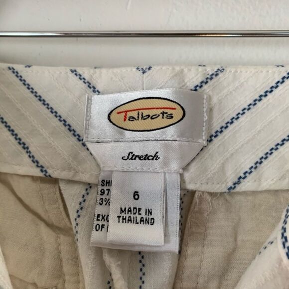 Talbots white/narrow blue stripes capris, size 6 - Picture 8 of 10